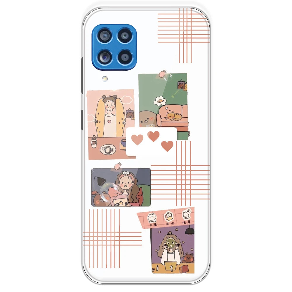 Cute Girl Collage - Clear Printed Silicone Case For Samsung Galaxy M62