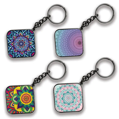 Mandala - A Combo Of 4 Silver Border Keychains