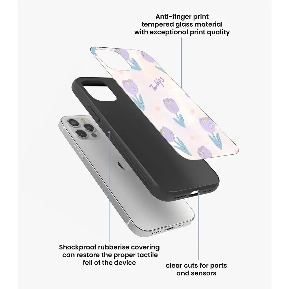 Pastel Tulip Floral - Glass Case For Apple iPhone Infographic