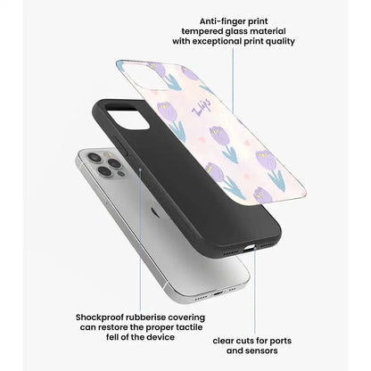 Pastel Tulip Floral - Glass Case For Apple iPhone Infographic