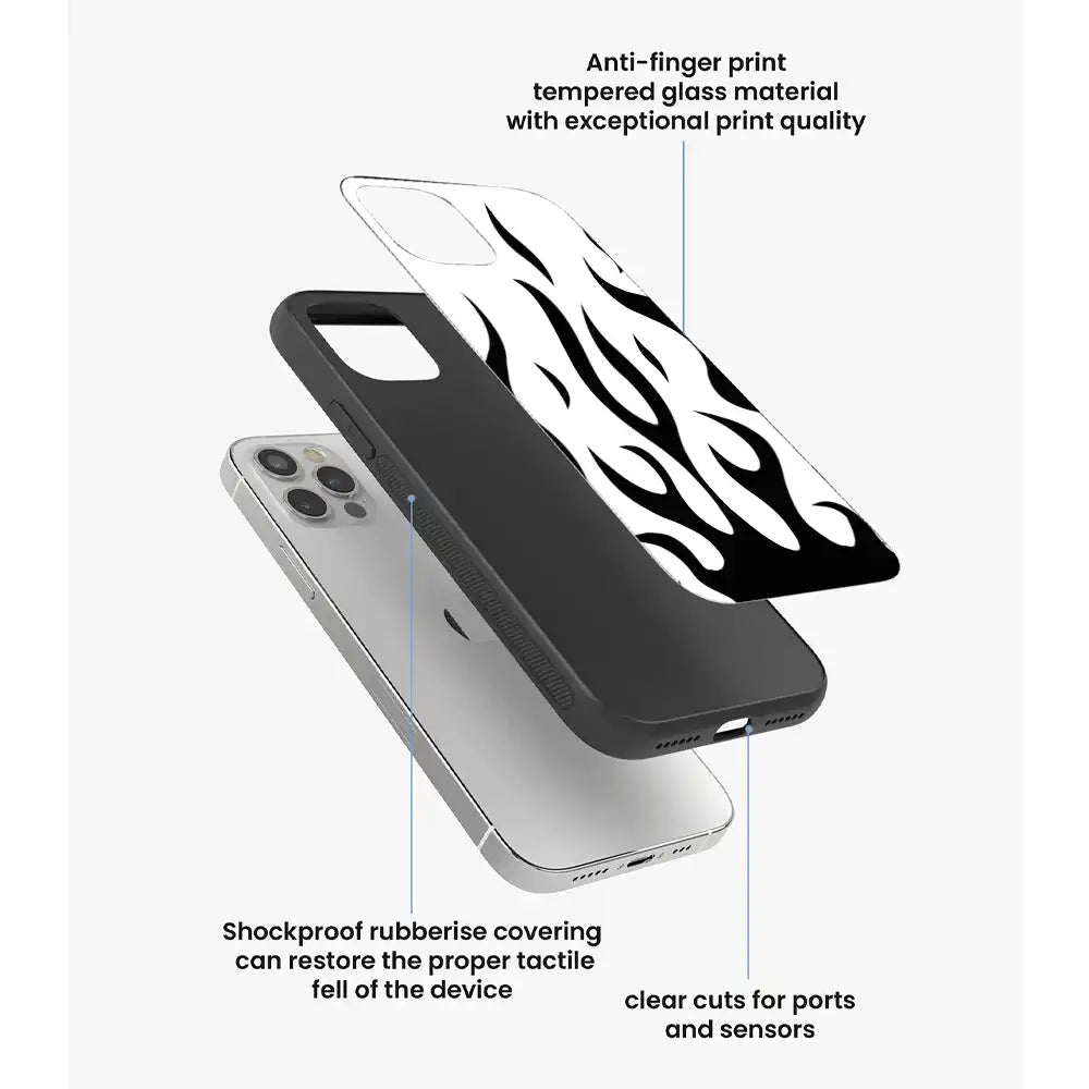 Monochrome Flame Art - Glass Case For Apple iPhone Infographic
