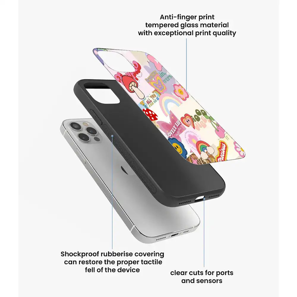 Kawaii Sticker Pop - Glass Case For Apple iPhone Infographic