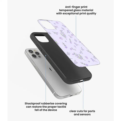 Lavender Floral Ditsy - Glass Case For Apple iPhone Infographic