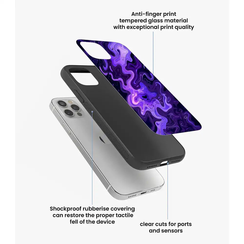 Purple Wave Abstract - Glass Case For Apple iPhone Infographic