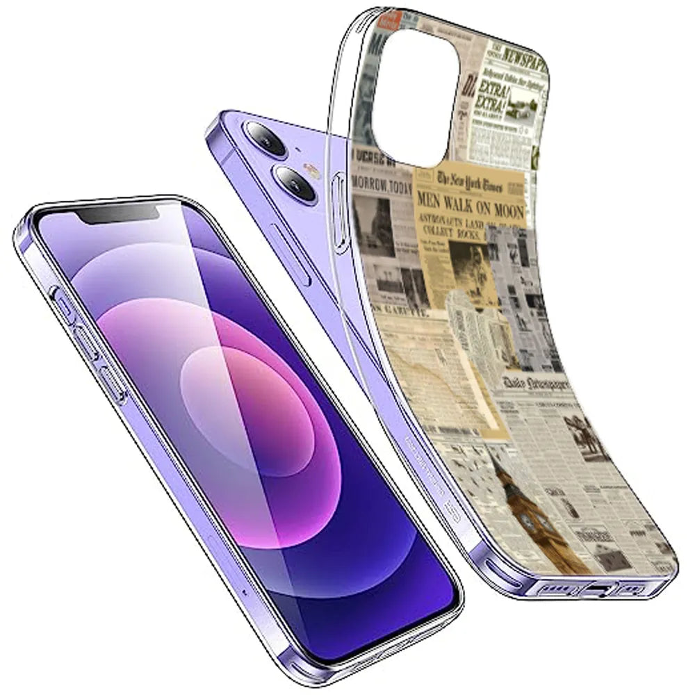 Vintage Newspaper Collage - Printed Silicone Case For Apple iPhone Infographic
