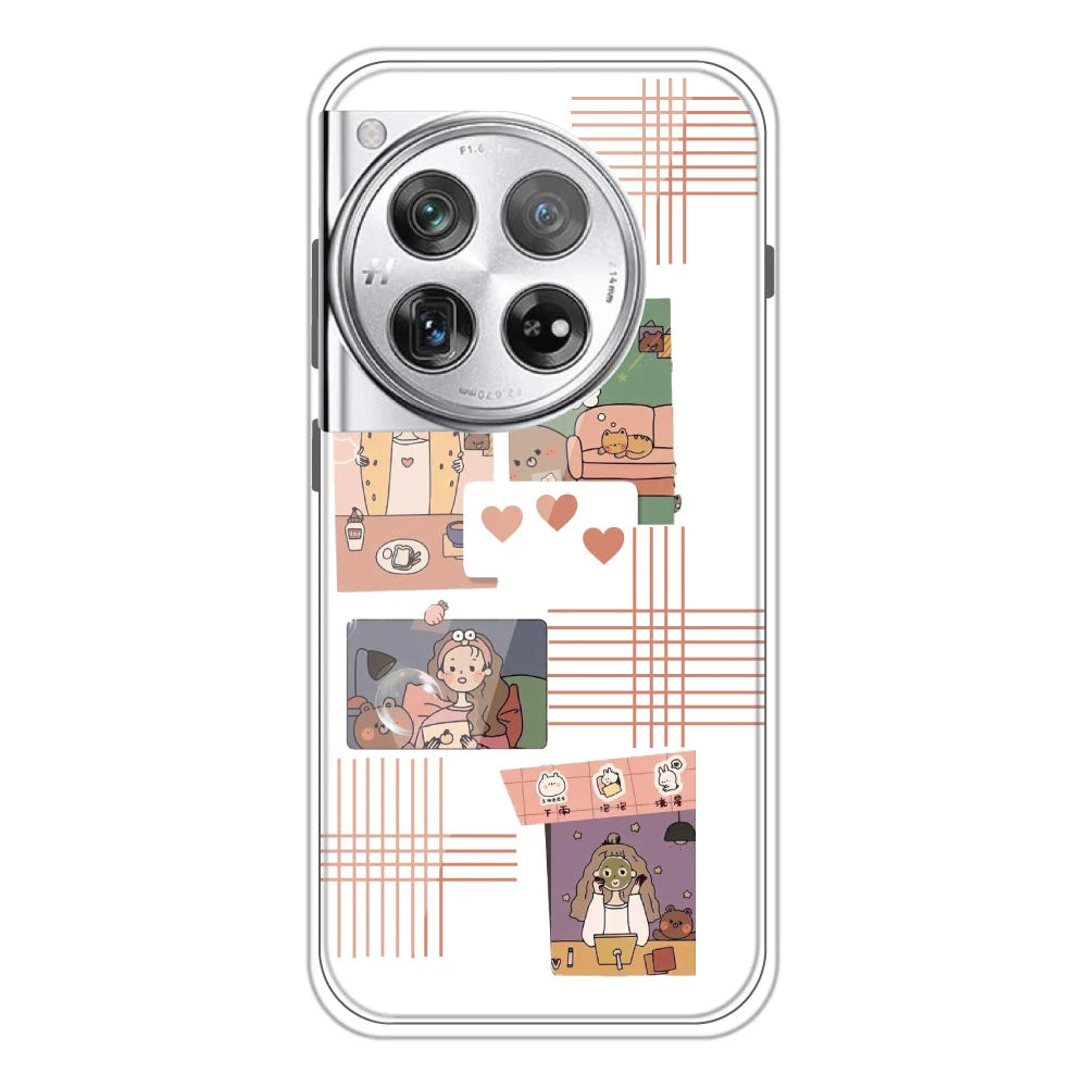 Cute Girl Collage - Clear Printed Silicone Case For OnePlus Models