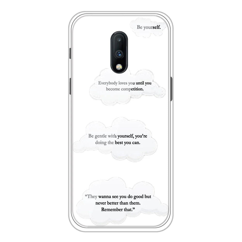 Quotes And Clouds - Clear Printed Silicone Case For OnePlus Models- OnePlus 6