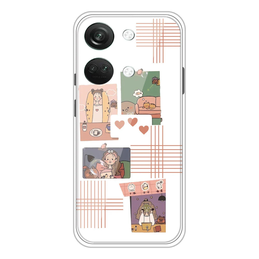 Cute Girl Collage - Clear Printed Silicone Case For OnePlus Models