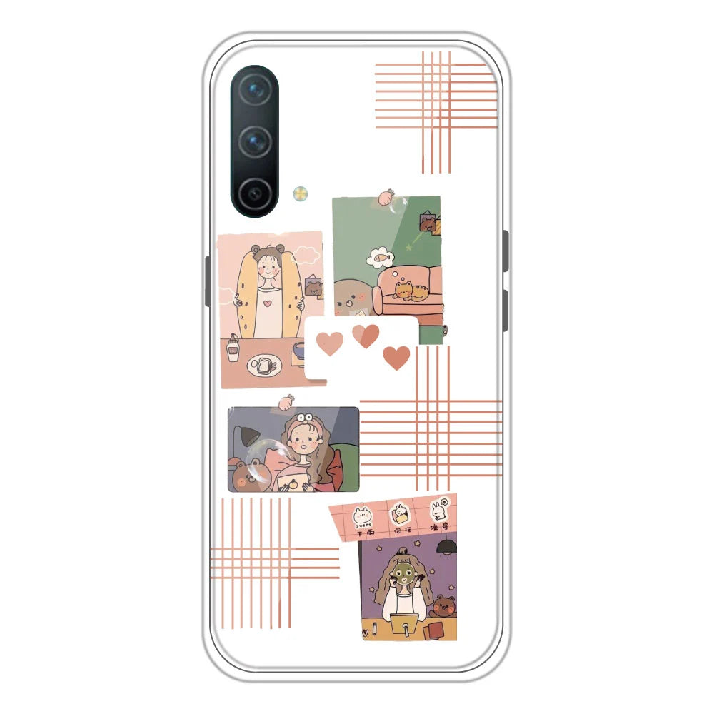 Cute Girl Collage - Clear Printed Silicone Case For OnePlus Models