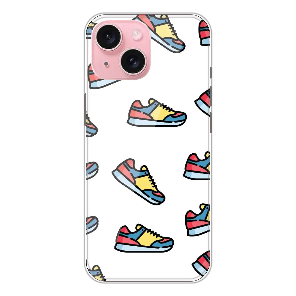 Sneakers - Clear Printed Silicone CaseFor Apple iPhone 15