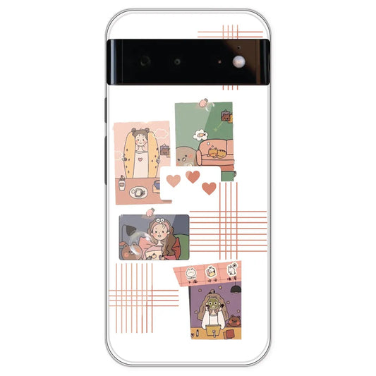 Cute Girl Collage - Clear Printed Silicone Case For Google Pixel 6