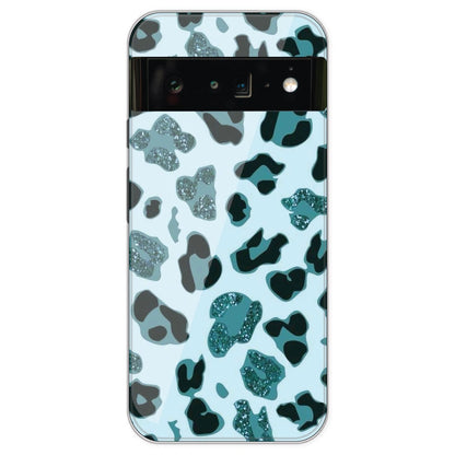 Blue Leopard Glitter Print - Printed Silicone Case For Google Pixel 6 Pro