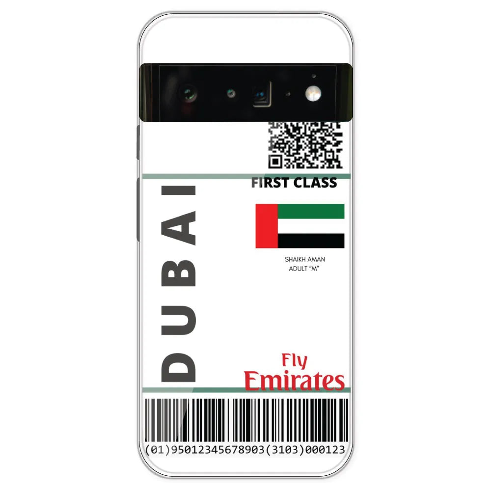 Dubai Ticket - Clear Printed Silicone Case For Google Pixel 6 Pro