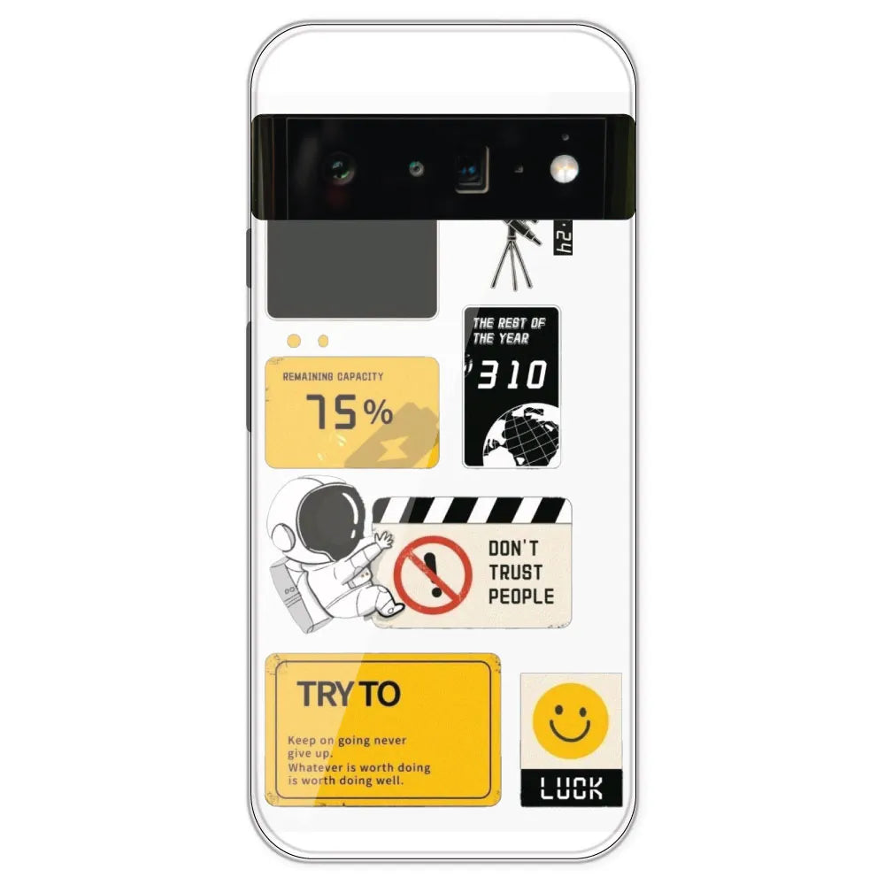 Space - Clear Printed Silicone Case For Google Pixel 6 Pro