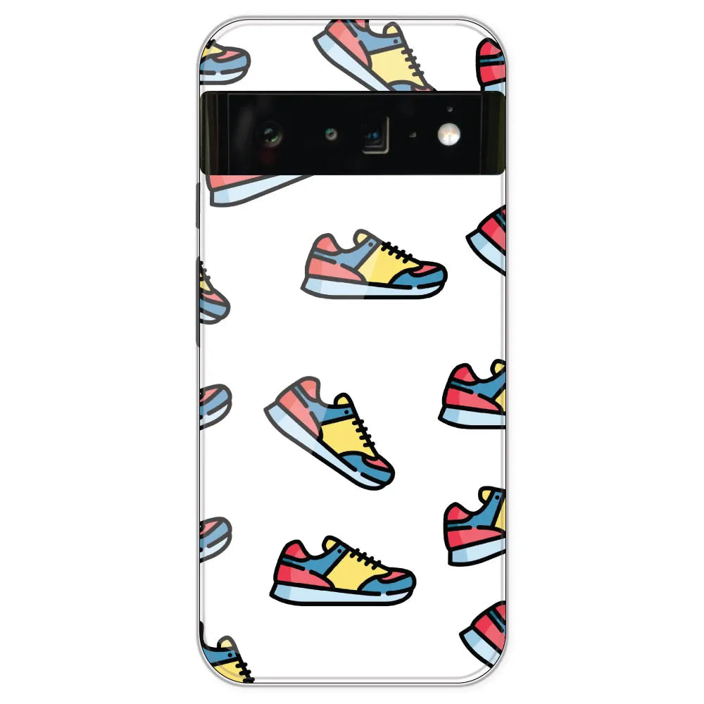 Sneakers - Clear Printed Silicone Case For Google Pixel 6 Pro