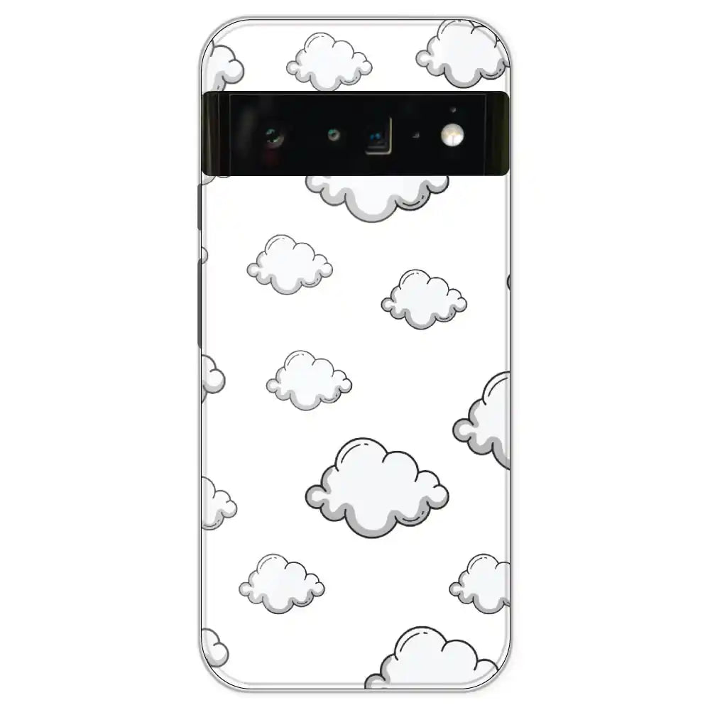 Clouds - Clear Printed Silicone Case For Google Models Pixel 6 Pro