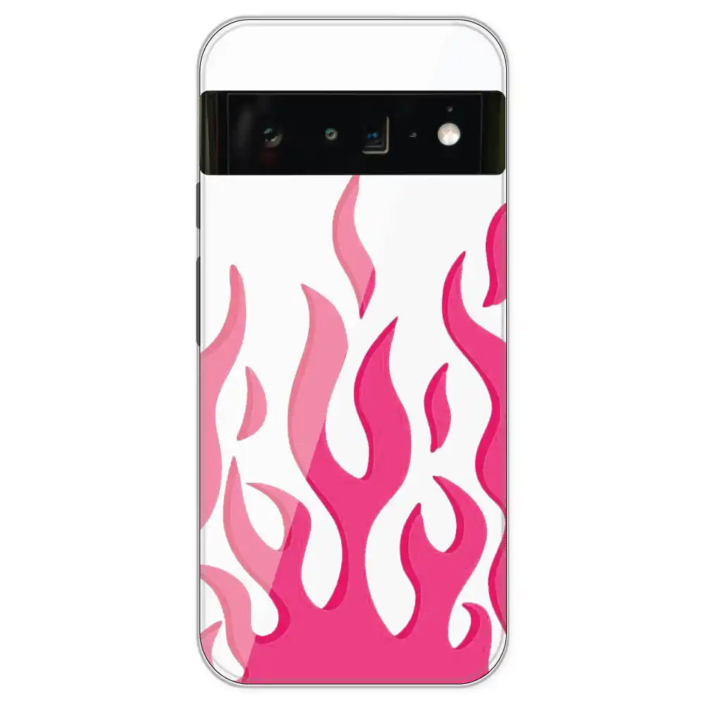 Pink Flames - Clear Printed Silicone Case For Google Pixel 6 Pro