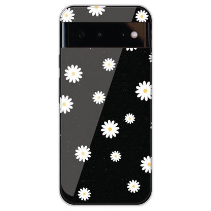 White And Black Flower - Printed Silicone Case For Google Pixel 6