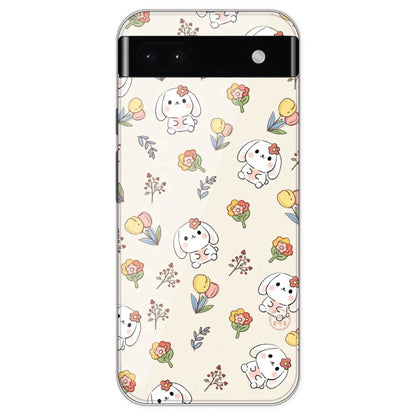 Cute Bunny & Flowers - Printed Silicone Case For Google Pixel 6A