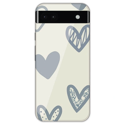 Light Blue Hearts - Printed Silicone Case For Google Pixel 6A