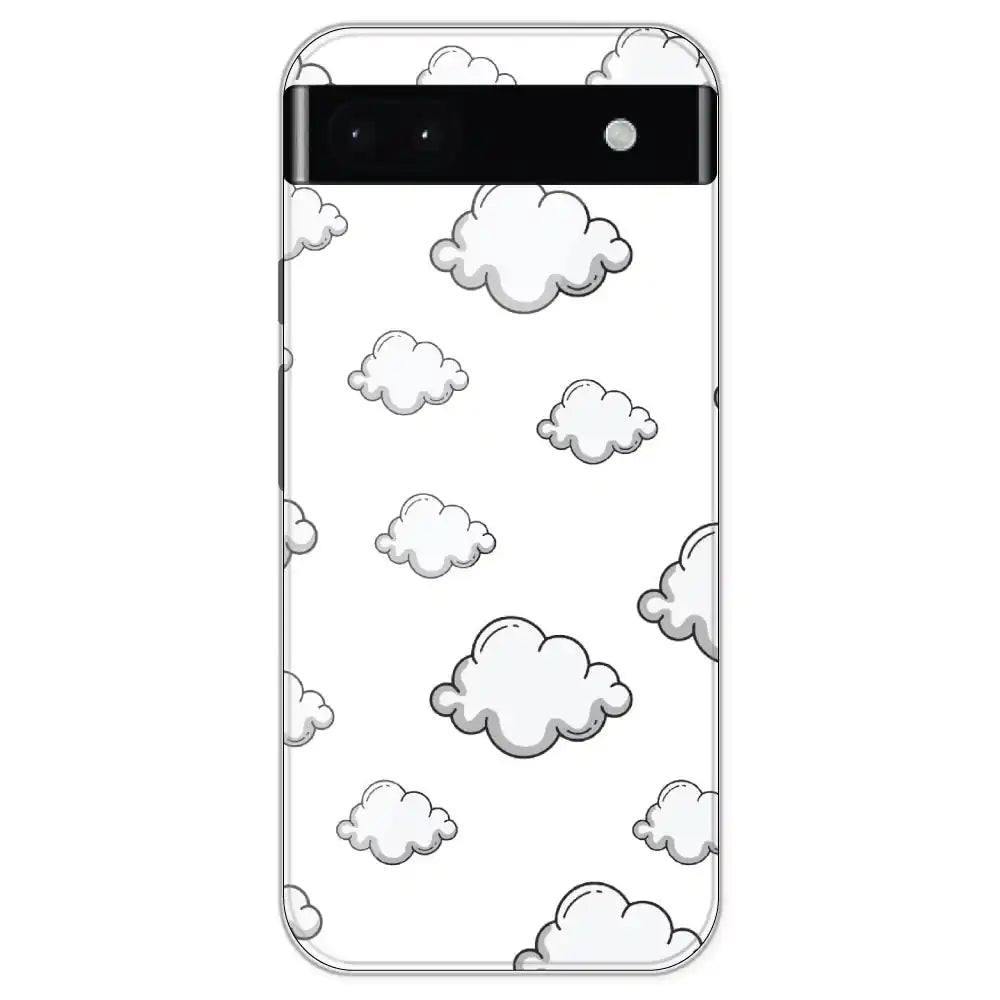 Clouds - Clear Printed Silicone Case For Google Models Pixel 6A