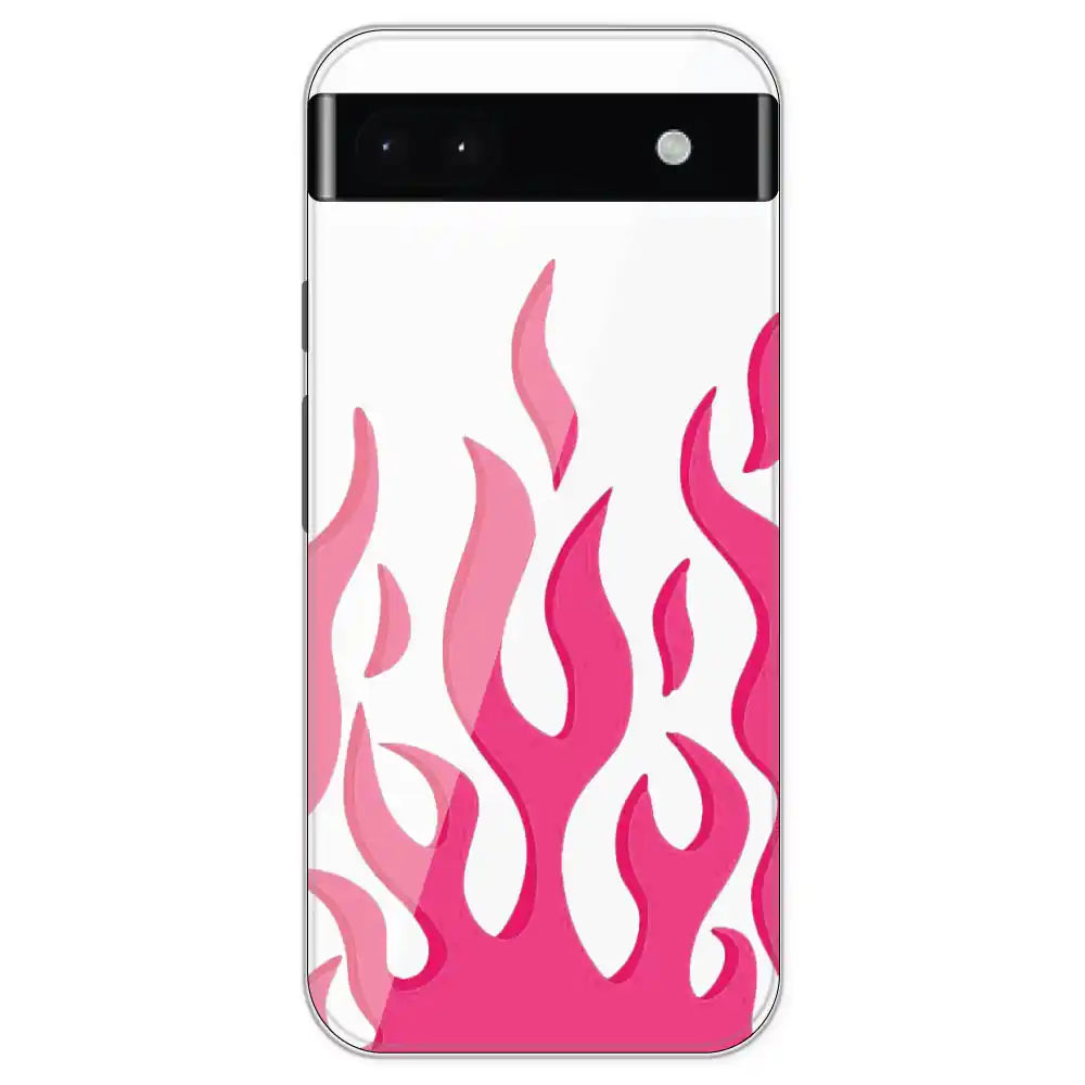 Pink Flames - Clear Printed Silicone Case For Google Pixel 6A