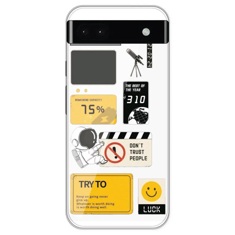 Space - Clear Printed Silicone Case For Google Pixel 6A