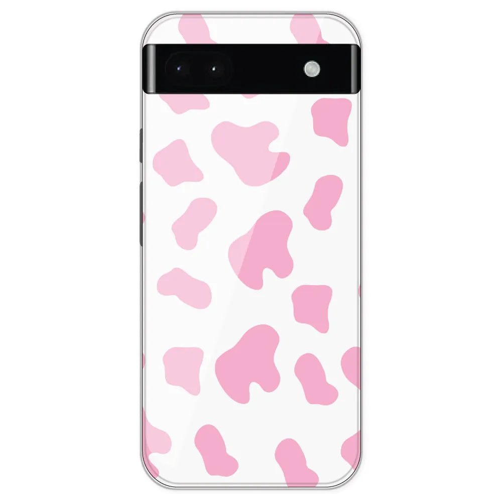 Pink Cow Print - Clear Printed Silicone Case For Google Pixel 6A