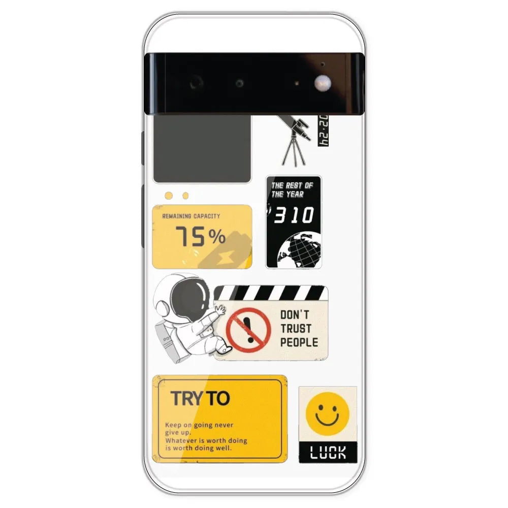 Space - Clear Printed Silicone Case For Google Pixel 6