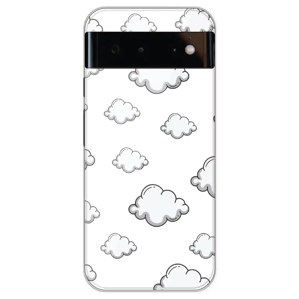 Clouds - Clear Printed Silicone Case For Google Models Pixel 6
