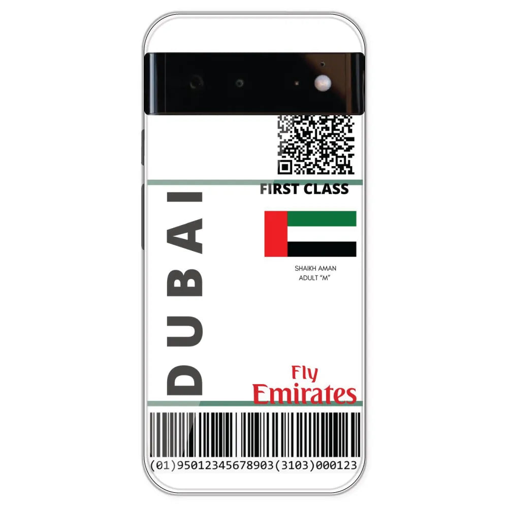 Dubai Ticket - Clear Printed Silicone Case For Google Pixel 6