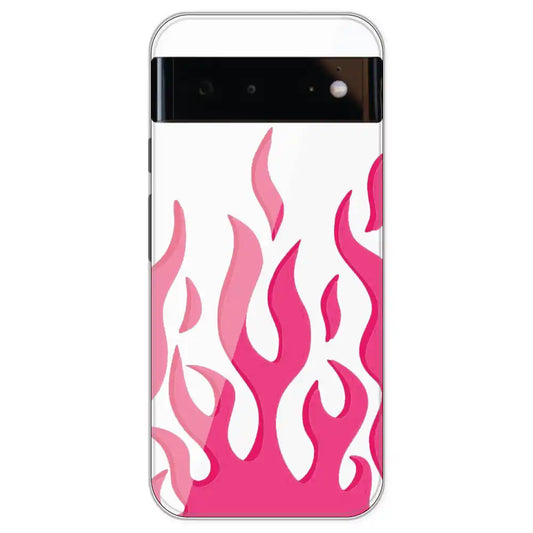 Pink Flames - Clear Printed Silicone Case For Google Pixel 6