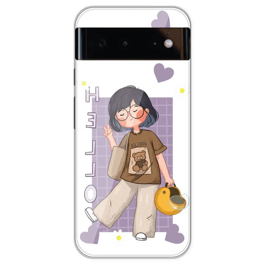 Introvert Girl - Clear Printed Silicone Case For Google Pixel 6