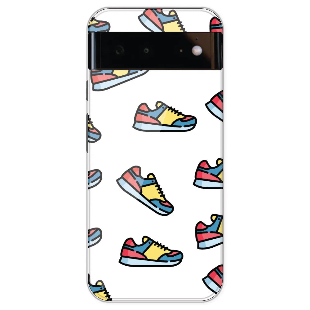 Sneakers - Clear Printed Silicone Case For Google Pixel 6