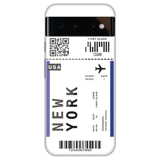 New York Ticket - Clear Printed Silicone Case For Google Pixel 6