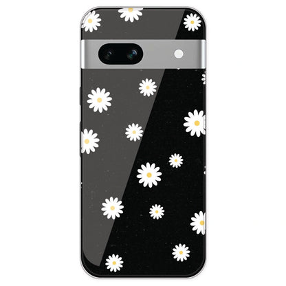 White And Black Flower - Printed Silicone Case For Google Pixel 7A