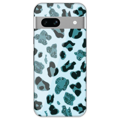 Blue Leopard Glitter Print - Printed Silicone Case For Google Pixel 7A