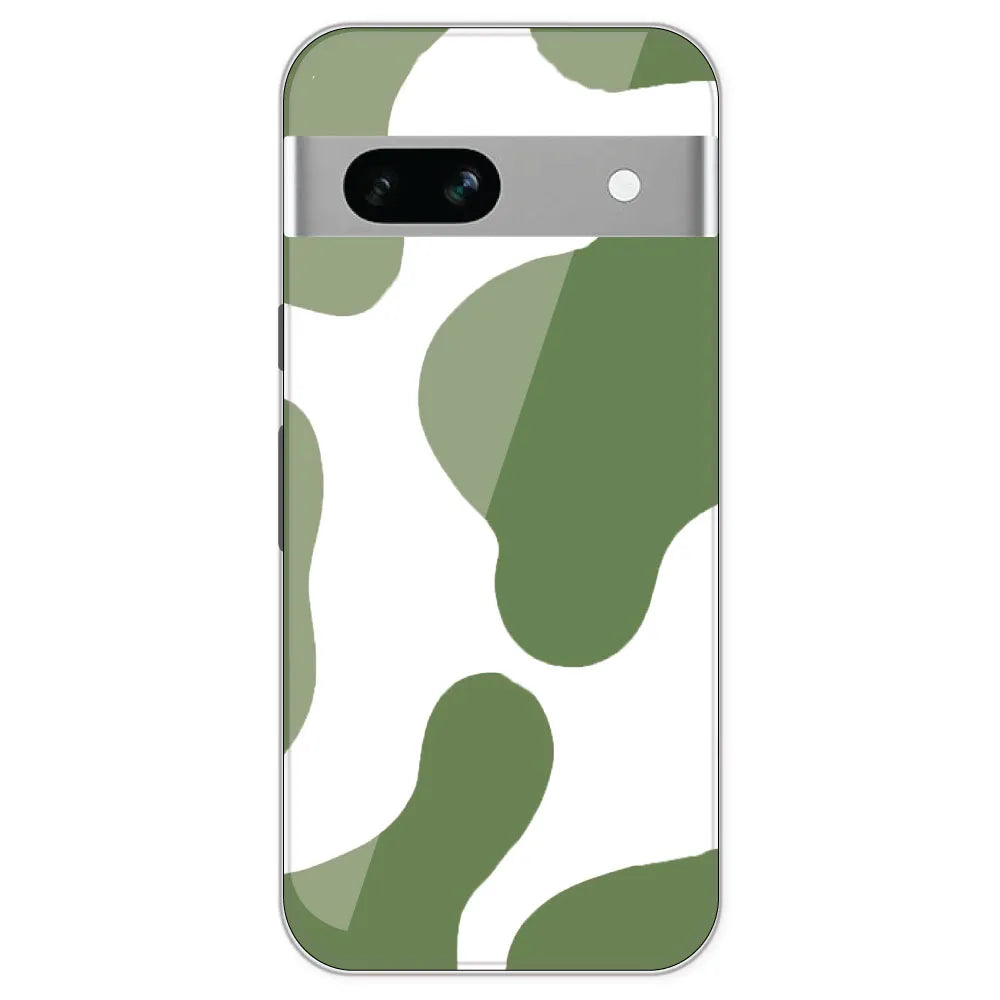 Olive Green Cow Print - Clear Printed Silicone Case For Google Pixel 7A