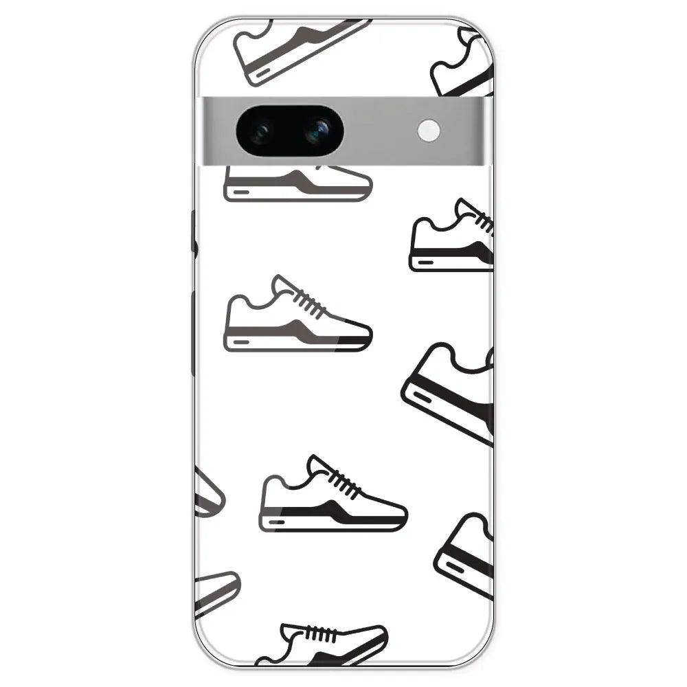 Black Sneakers - Clear Printed Silicone Case For Google Pixel 7A