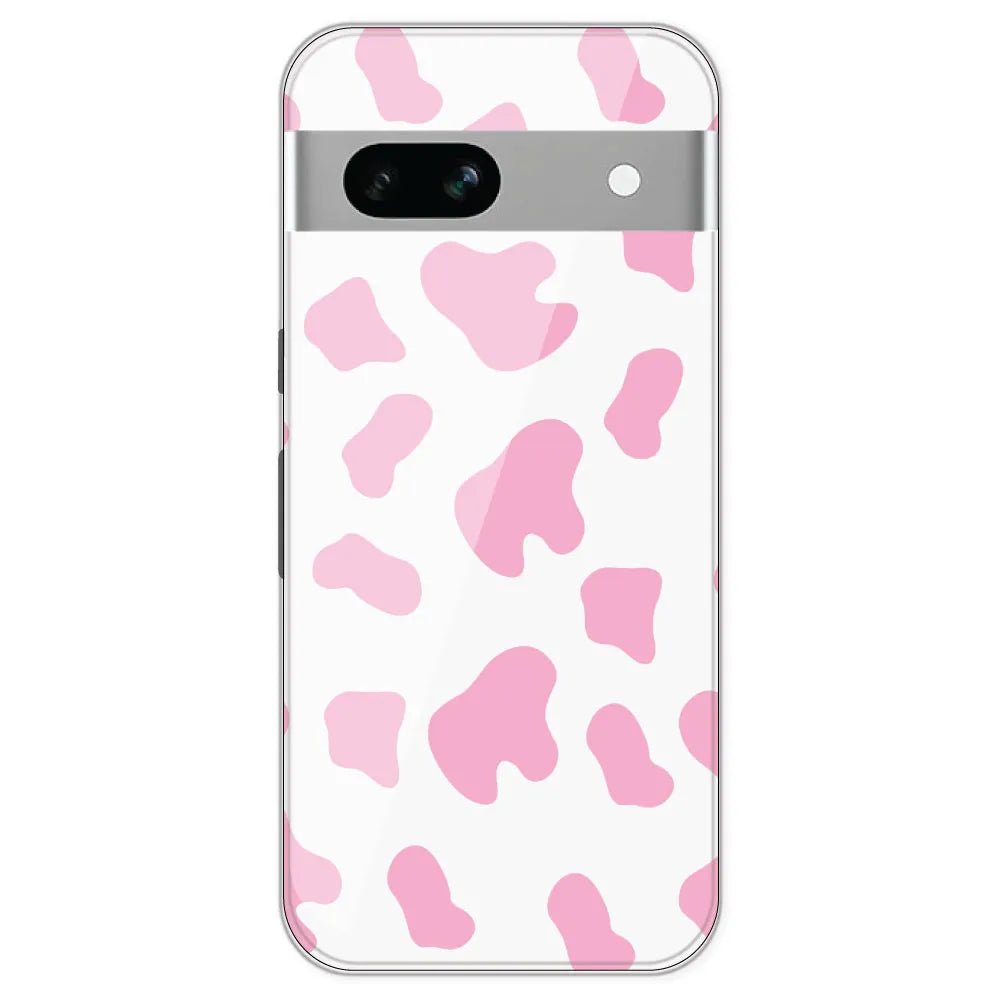 Pink Cow Print - Clear Printed Silicone Case For Google Pixel 7A