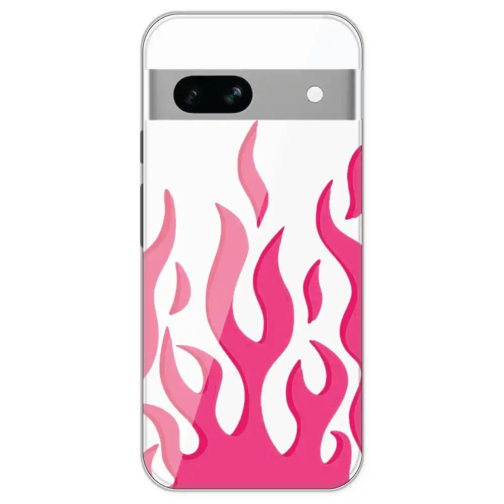 Pink Flames - Clear Printed Silicone Case For Google Pixel 7A