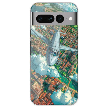 Flying Over City - Printed Silicone Case For Google Pixel 7 Pro