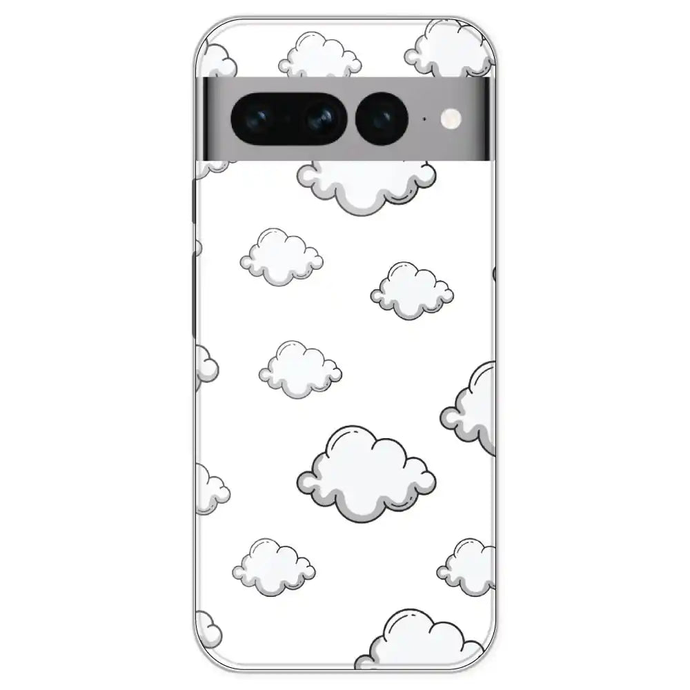 Clouds - Clear Printed Silicone Case For Google Models Pixel 7 Pro