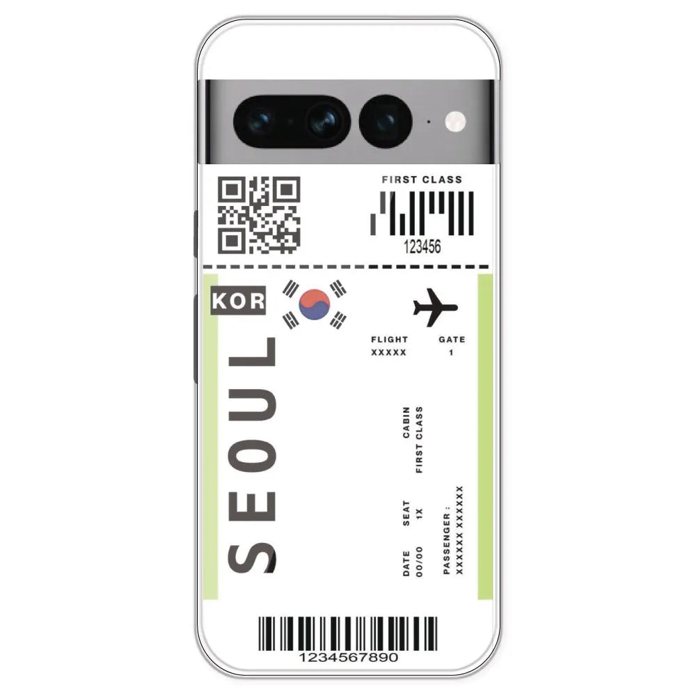Seoul Ticket - Clear Printed Silicone Case For Google Pixel 7 Pro