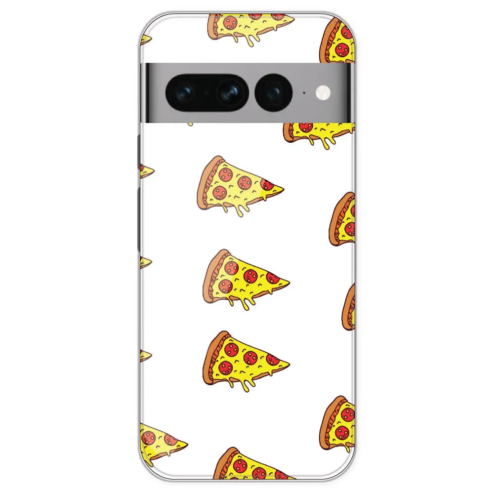 Pizza - Clear Printed Silicone Case For Google Pixel 7 Pro