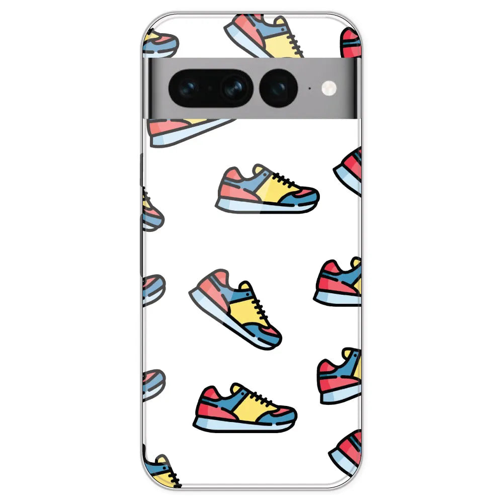 Sneakers - Clear Printed Silicone Case For Google Pixel 7 Pro