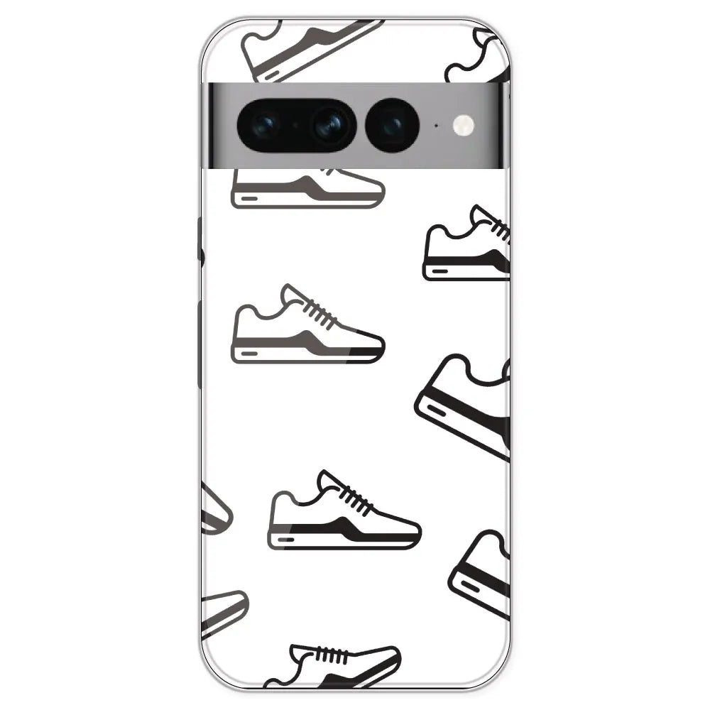 Black Sneakers - Clear Printed Silicone Case For Google Pixel 7 Pro