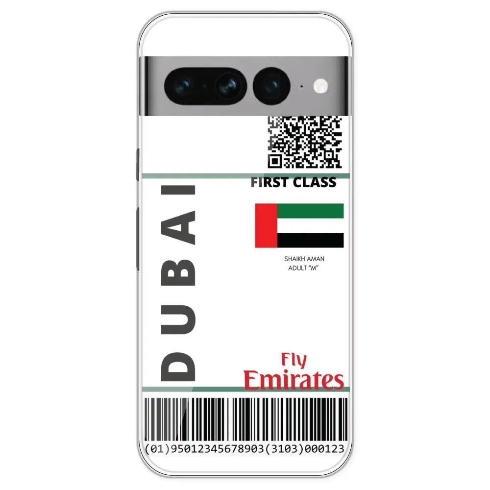 Dubai Ticket - Clear Printed Silicone Case For Google Pixel 7 Pro