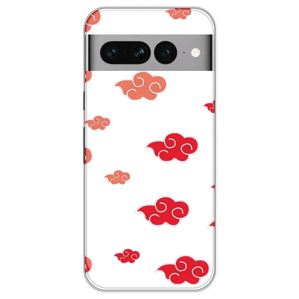 Red Clouds - Clear Printed Silicone Case For Google Pixel 7 Pro