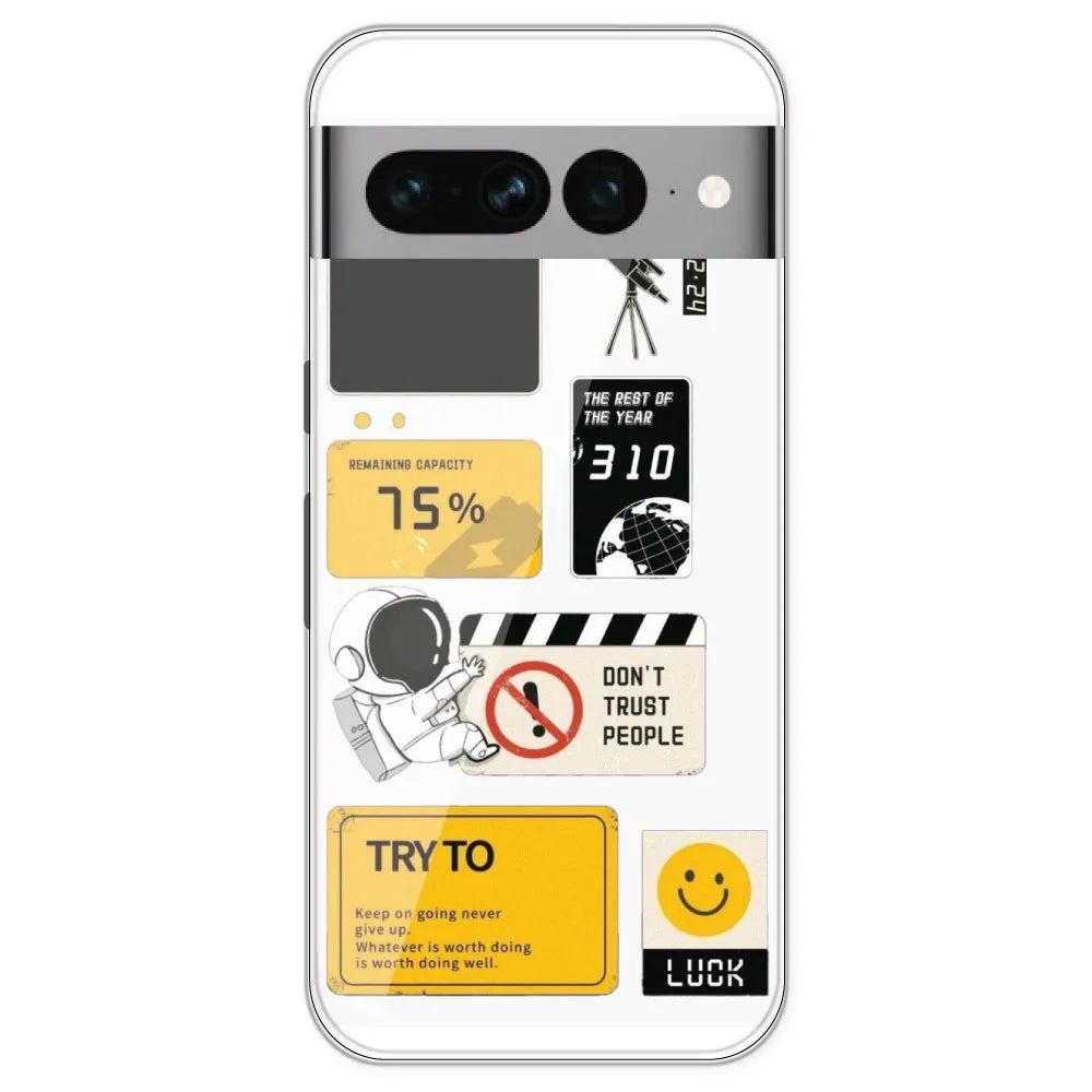 Space - Clear Printed Silicone Case For Google Pixel 7 Pro